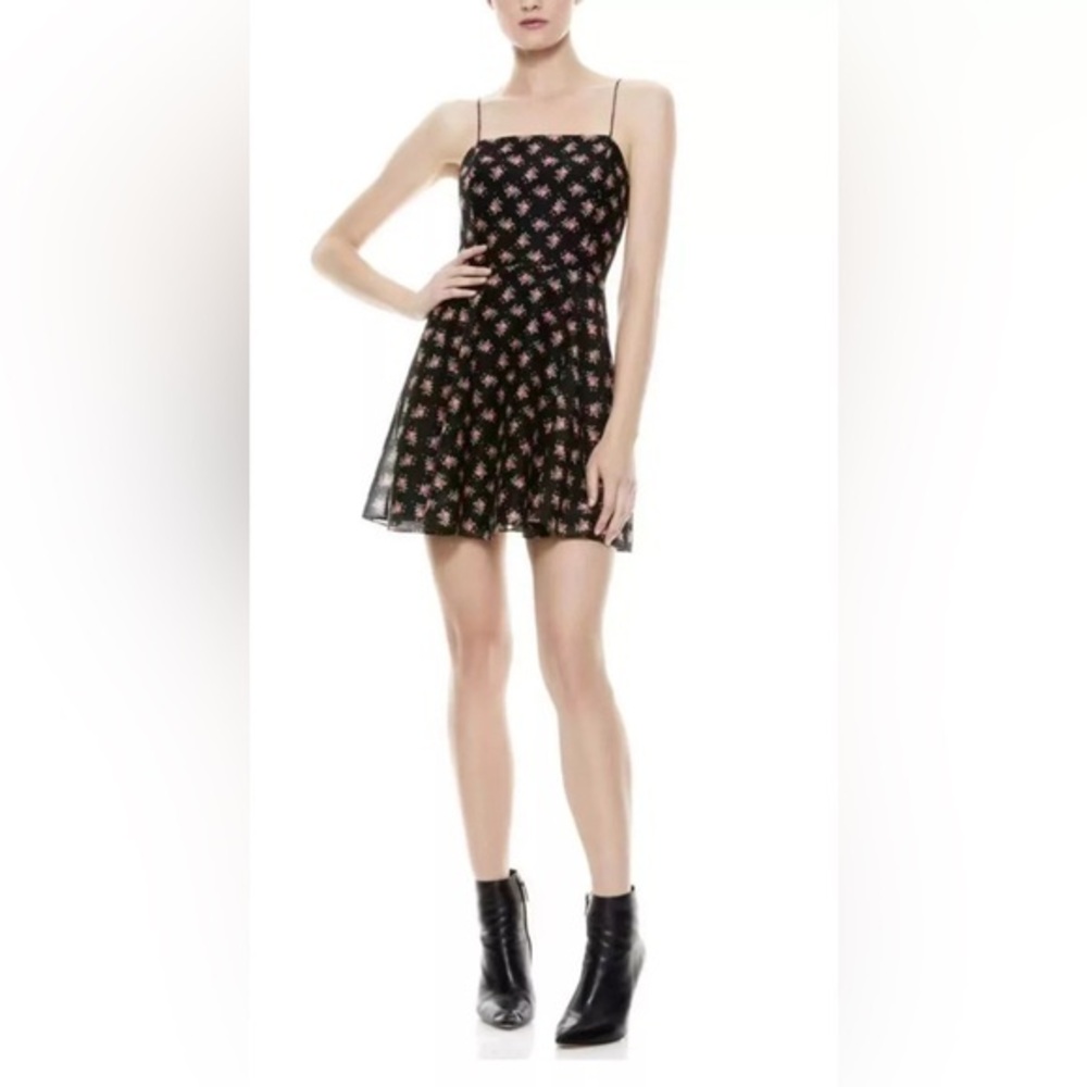 Alice+olivia by Stacey Floral Slip Dress Fit A-line Mini Dress for Women Size 12